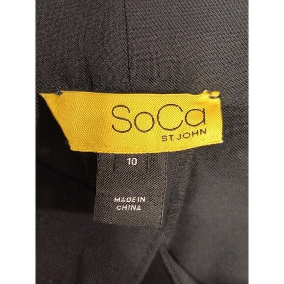 St John SoCa Dress Pants Slacks Womens Sz 10 Black Polyester Stretch Wide Leg - Picture 5 of 7